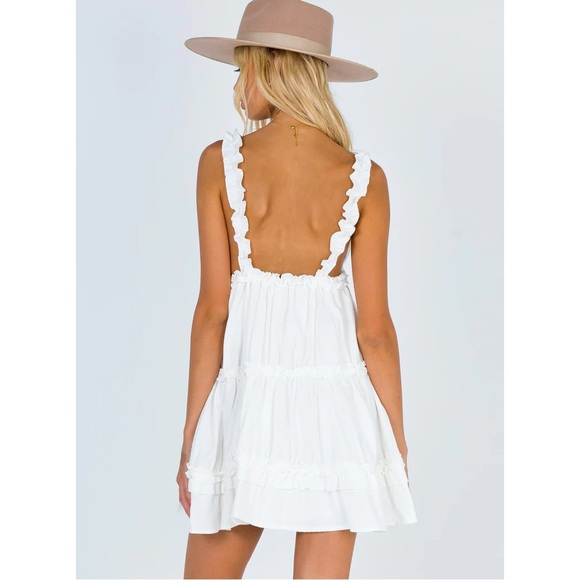 Princess Polly Romeo Tiered Ruffle Mini Dress in White - Picture 7 of 14